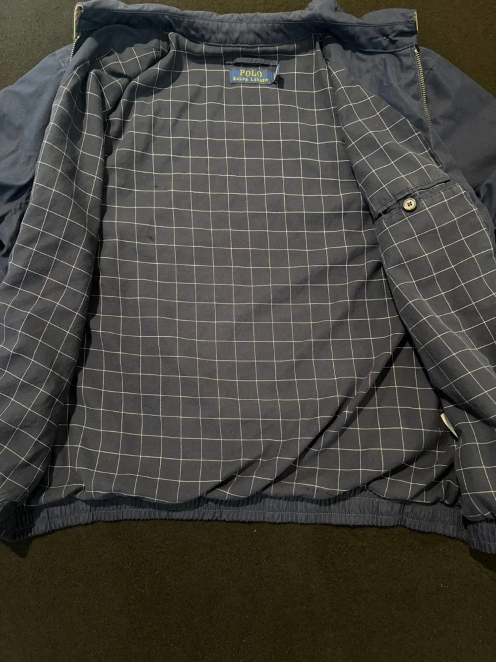 Polo‎ Ralph Lauren Harrington Jacket Navy Blue Plaid Lined Mens Large